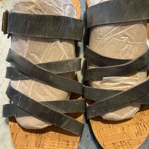 Kork-Ease Black Strappy Sandals